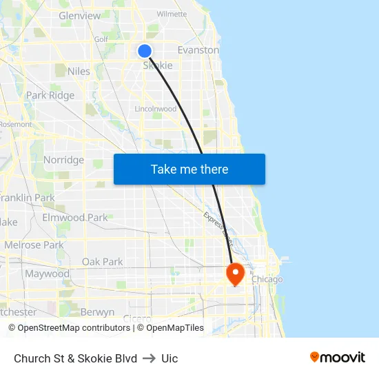 Church St & Skokie Blvd to Uic map