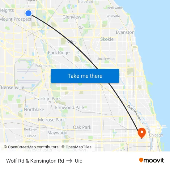 Wolf Rd & Kensington Rd to Uic map
