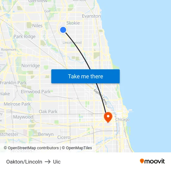 Oakton/Lincoln to Uic map