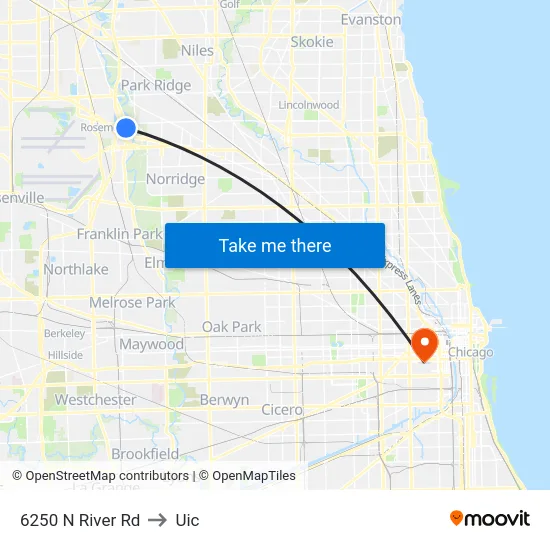 6250 N River Rd to Uic map