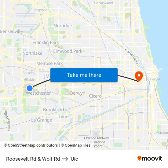 Roosevelt Rd & Wolf Rd to Uic map