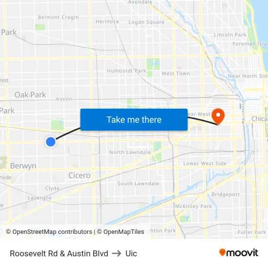 Roosevelt Rd & Austin Blvd to Uic map