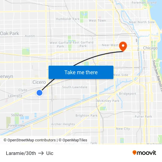 Laramie/30th to Uic map