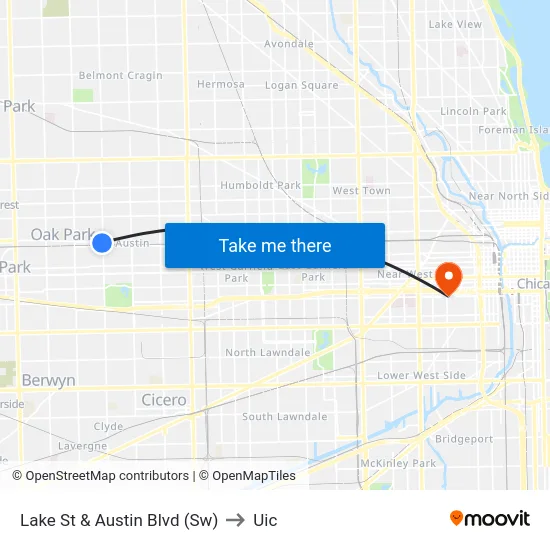 Lake St & Austin Blvd (Sw) to Uic map