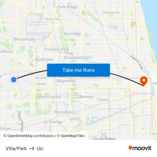 Villa/Park to Uic map