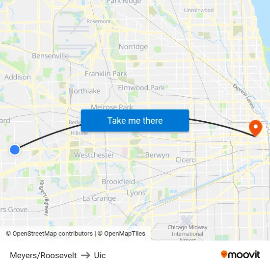 Meyers/Roosevelt to Uic map