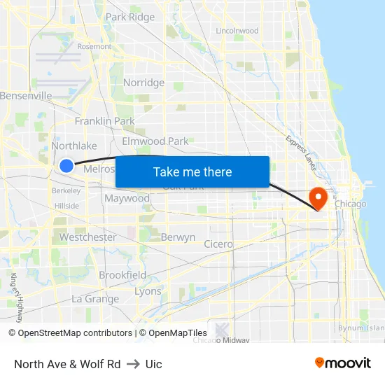 North Ave & Wolf Rd to Uic map