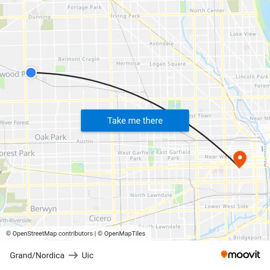 Grand/Nordica to Uic map