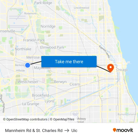 Mannheim Rd & St. Charles Rd to Uic map