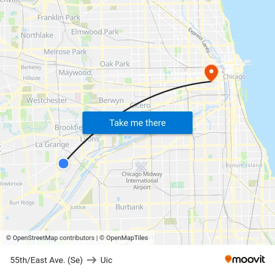 55th/East Ave. (Se) to Uic map