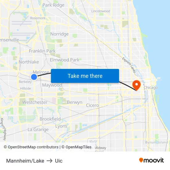 Mannheim/Lake to Uic map