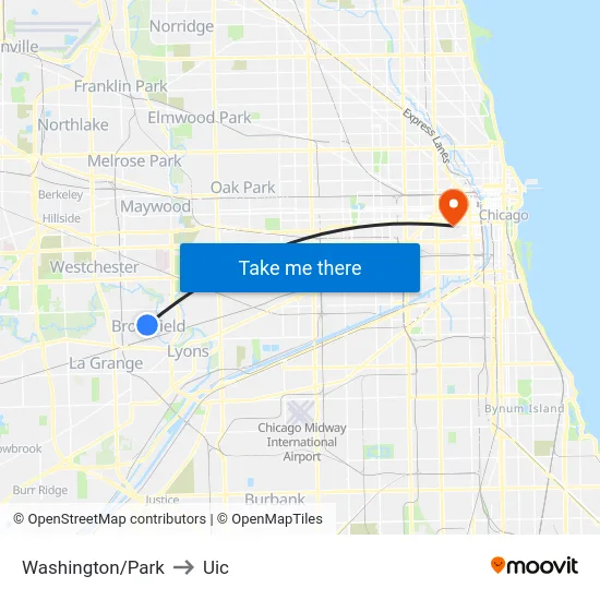 Washington/Park to Uic map