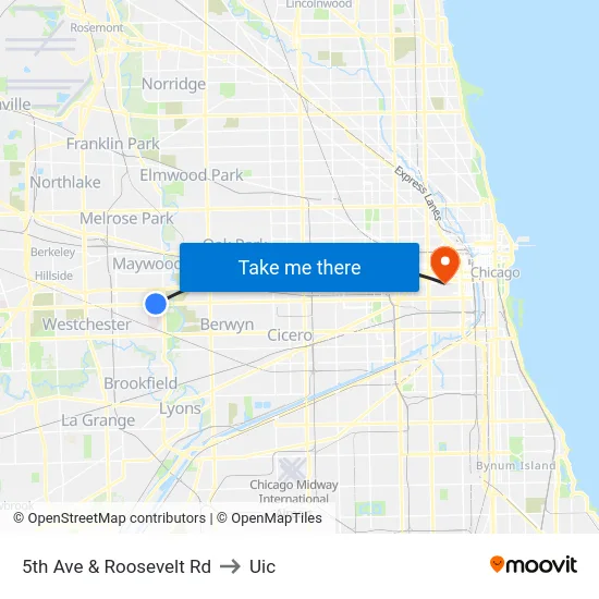 5th Ave & Roosevelt Rd to Uic map