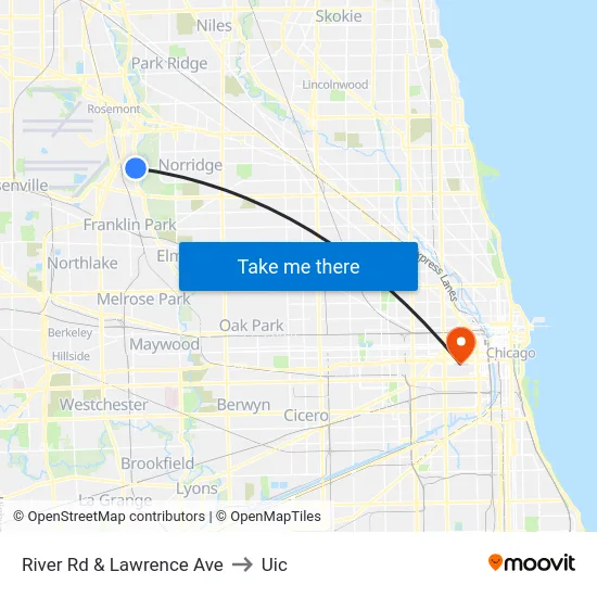 River Rd & Lawrence Ave to Uic map