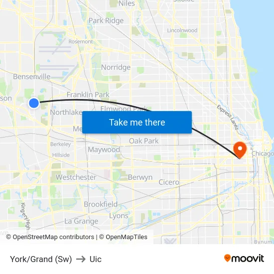 York/Grand (Sw) to Uic map