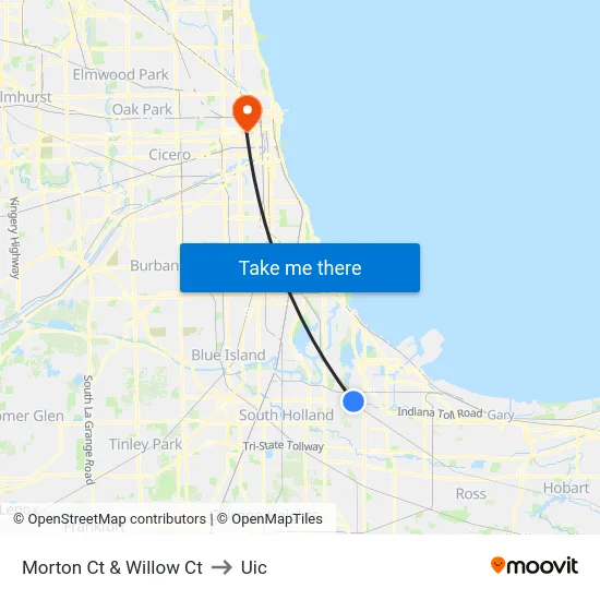 Morton Ct & Willow Ct to Uic map