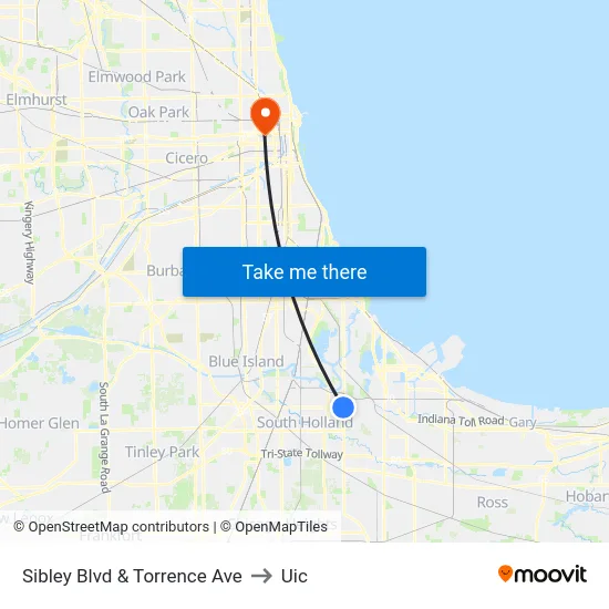 Sibley Blvd & Torrence Ave to Uic map
