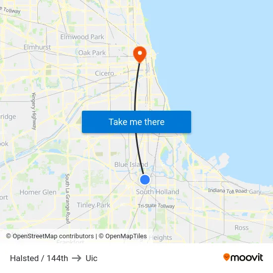 Halsted / 144th to Uic map