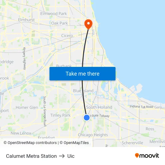 Calumet Metra Station to Uic map