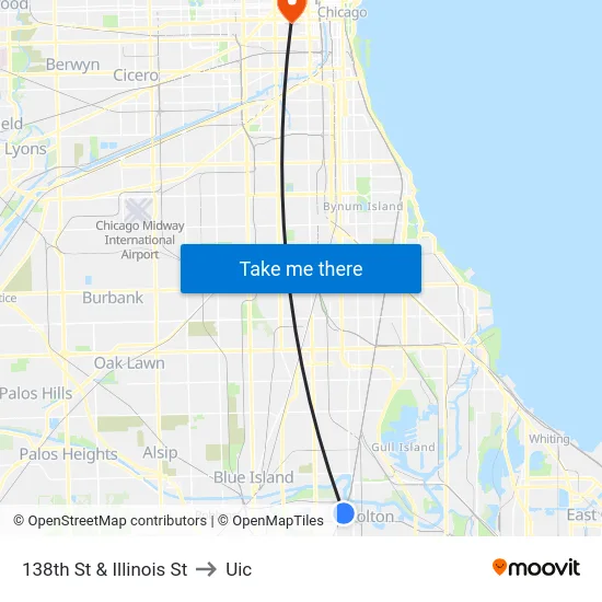 138th St & Illinois St to Uic map