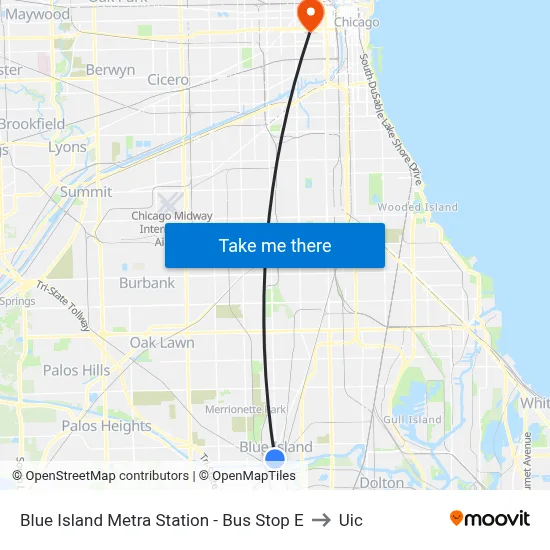 Blue Island Metra Station - Bus Stop E to Uic map