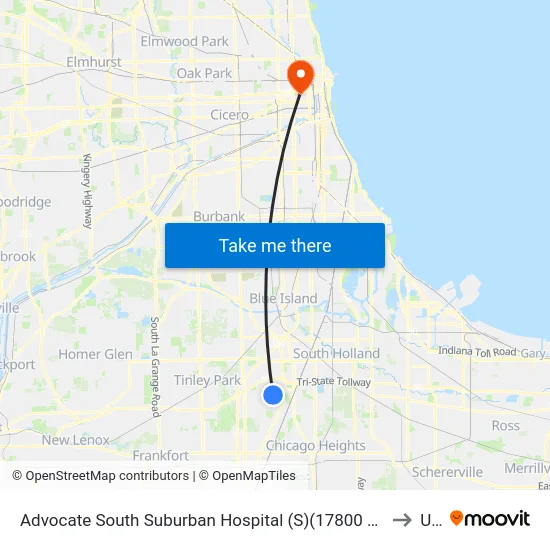 Advocate South Suburban Hospital (S)(17800 Kedzie) to Uic map