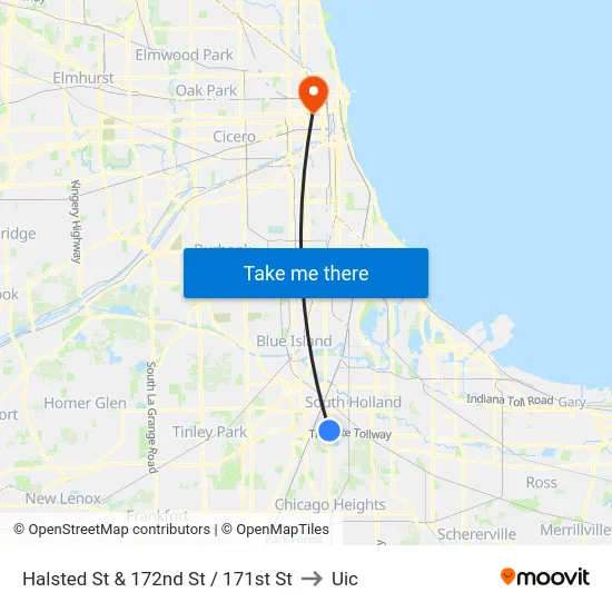 Halsted St & 172nd St / 171st St to Uic map