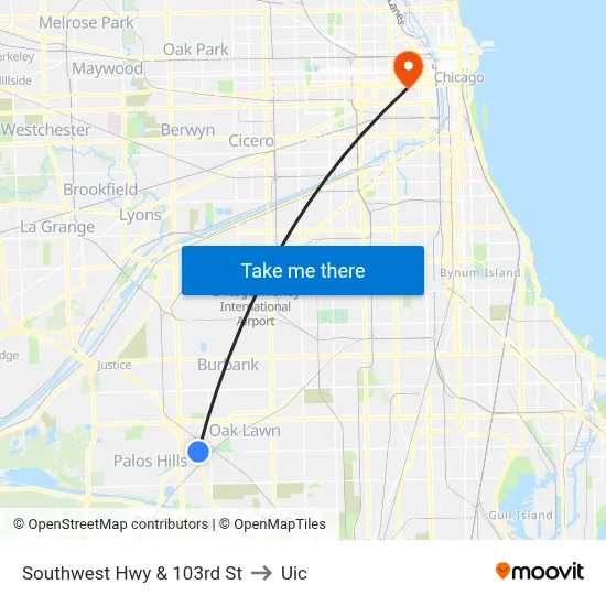 Southwest Hwy & 103rd St to Uic map