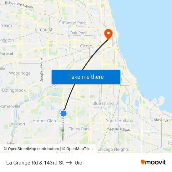 La Grange Rd & 143rd St to Uic map