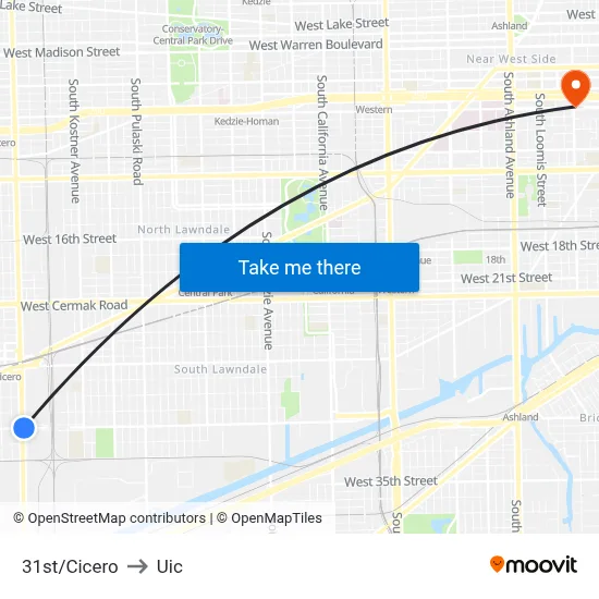 31st/Cicero to Uic map