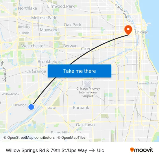 Willow Springs Rd & 79th St/Ups Way to Uic map