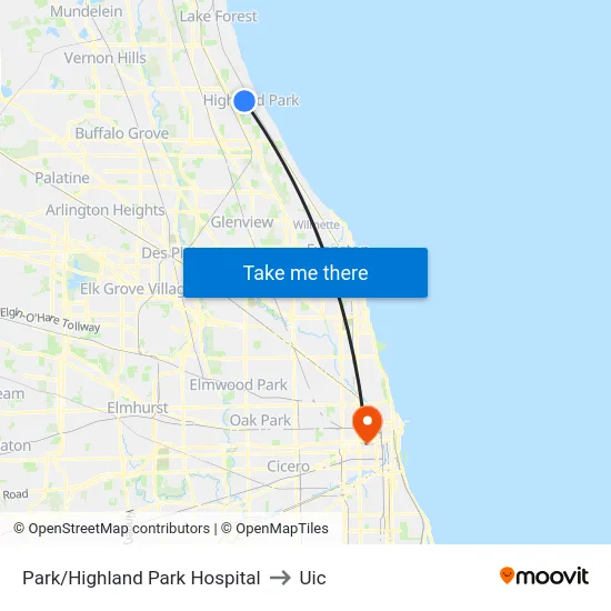 Park/Highland Park Hospital to Uic map