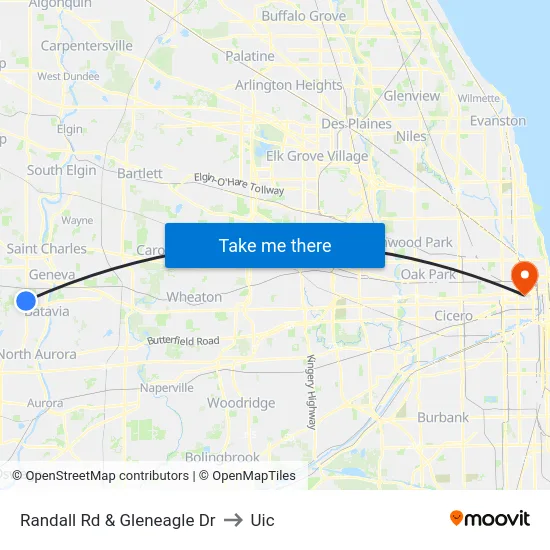 Randall Rd & Gleneagle Dr to Uic map