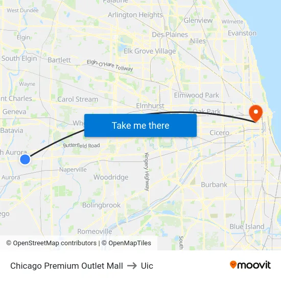 Chicago Premium Outlet Mall to Uic map