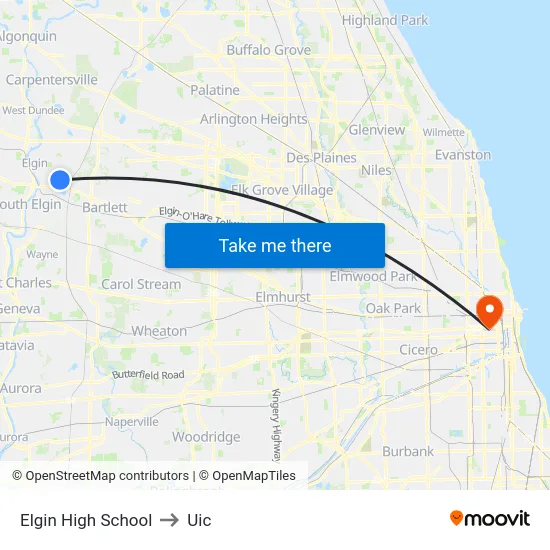 Elgin High School to Uic map