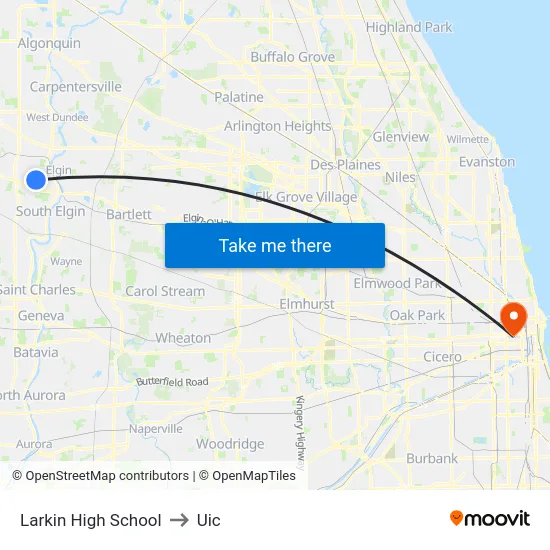 Larkin High School to Uic map