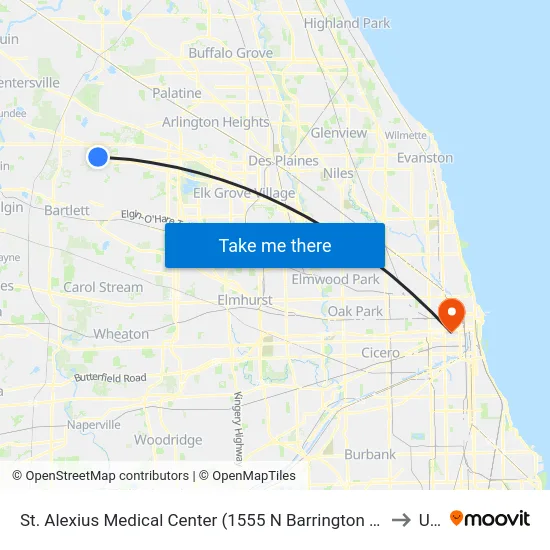 St. Alexius Medical Center (1555 N Barrington Rd) to Uic map