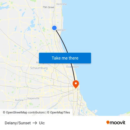 Delany/Sunset to Uic map