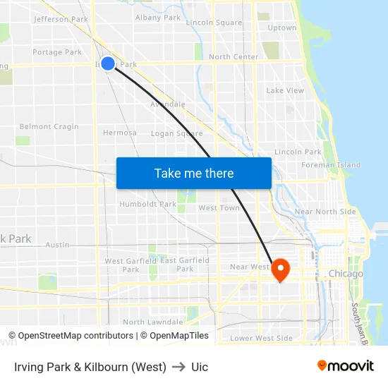 Irving Park & Kilbourn (West) to Uic map