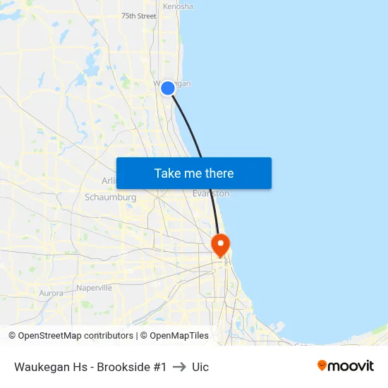 Waukegan Hs - Brookside #1 to Uic map