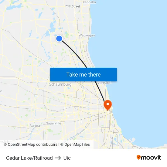 Cedar Lake/Railroad to Uic map