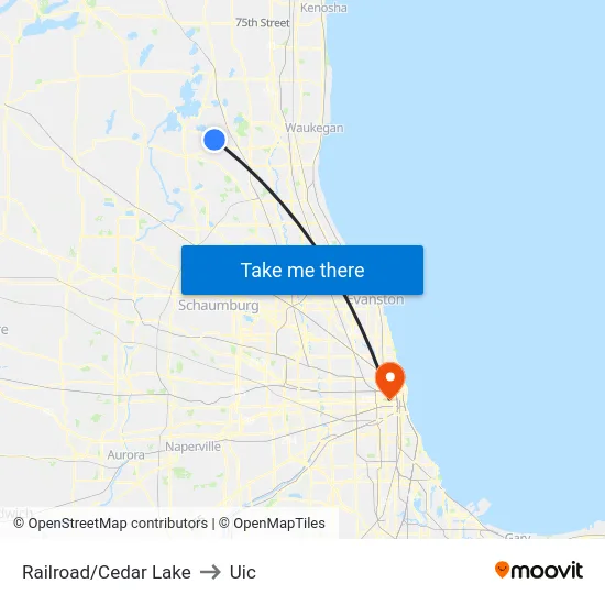 Railroad/Cedar Lake to Uic map
