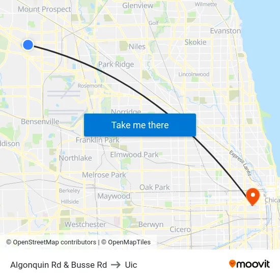 Algonquin Rd & Busse Rd to Uic map