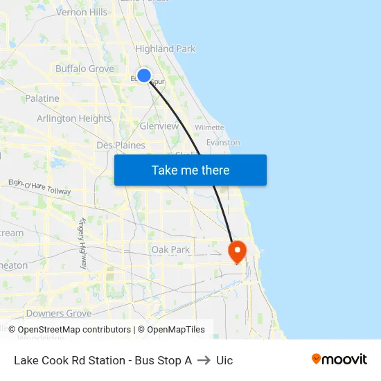 Lake Cook Rd Station - Bus Stop A to Uic map