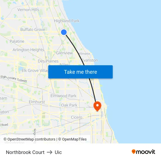 Northbrook Court to Uic map
