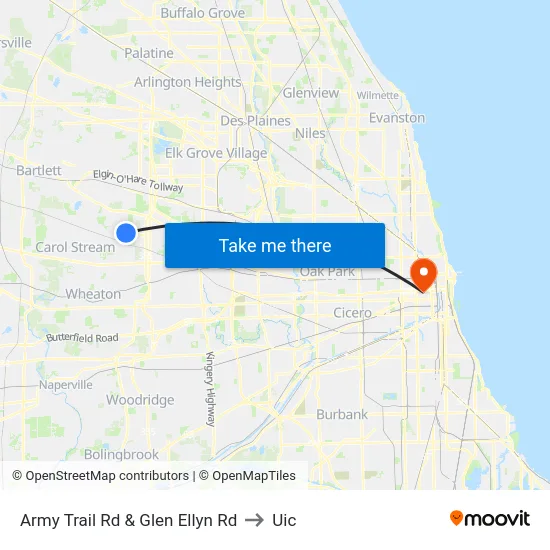 Army Trail Rd & Glen Ellyn Rd to Uic map
