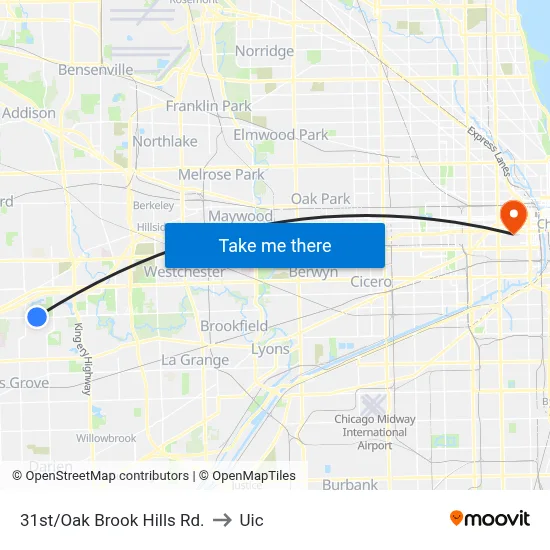 31st/Oak Brook Hills Rd. to Uic map