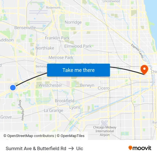 Summit Ave & Butterfield Rd to Uic map