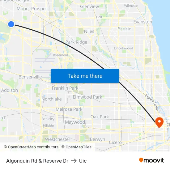 Algonquin Rd & Reserve Dr to Uic map