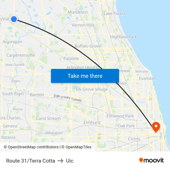Route 31/Terra Cotta to Uic map
